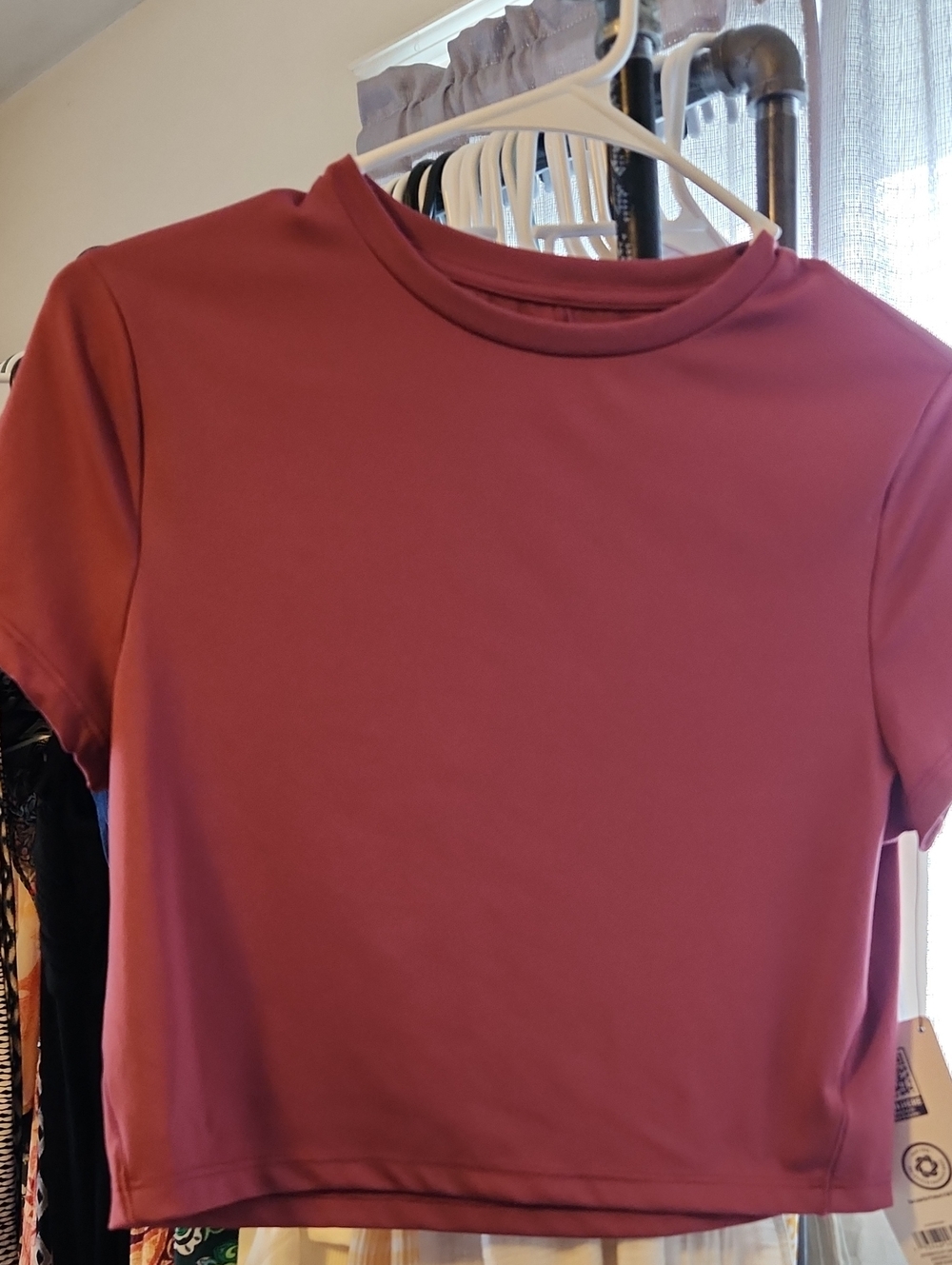 Mauve Pink Short Sleeve Crop Top - Classic Crewneck